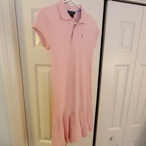 Girls Ralph Lauren Pale Pink Polo Dress Size 16 XL